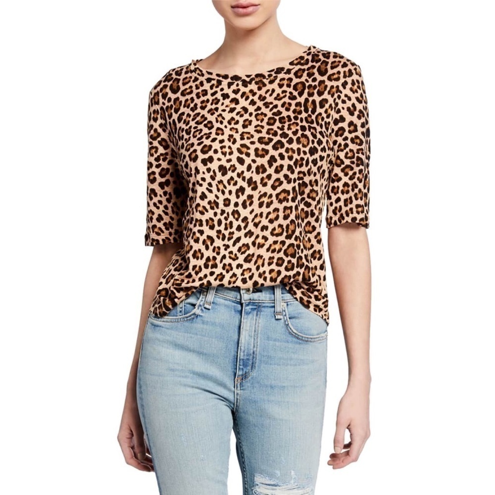 Rebecca Taylor Spring Leopard Jersey Linen Top